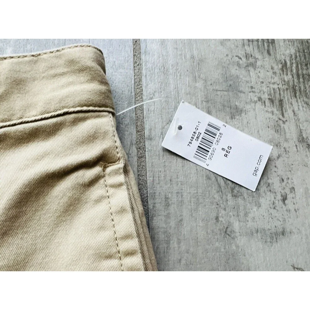Gap Kids Boys Flat Front Khaki Tan Uniform Chino Cotton Shorts NEW 8 Regular